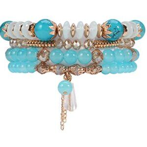 Blue Bohemian Stackable Charm Bracelets